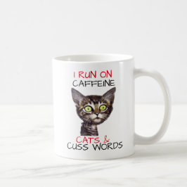 私は走カフェインの猫とCUSSの言葉を使っている コーヒーマグカップ