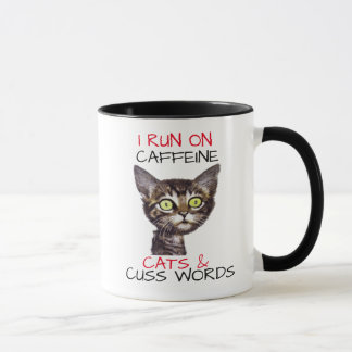 私は走カフェインの猫とCUSSの言葉を使っている マグカップ