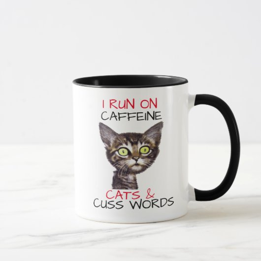 私は走カフェインの猫とCUSSの言葉を使っている マグカップ (右)