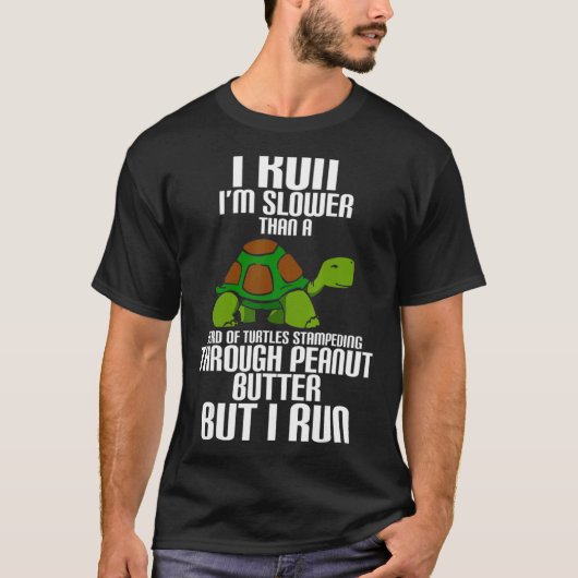 私は走カメの頭より可愛いタコよりも遅い Tシャツ (正面)