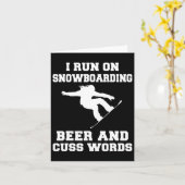 私は走スノーボードビールとCuss Words Tee Shirを飲んでいる カード (黄色い花)