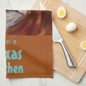 「私は走テキサス州のキッチン」牛 キッチンタオル (四つ折り)