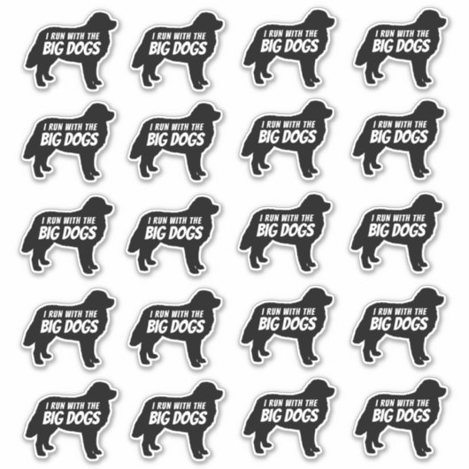 私は走大きな犬のステッカーを持っている シール (正面)