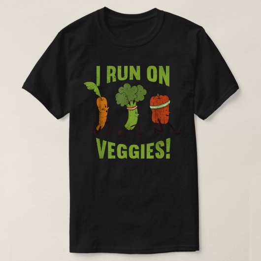 私は走野菜ベジタリアン工場おもしろい Tシャツ (デザイン正面)
