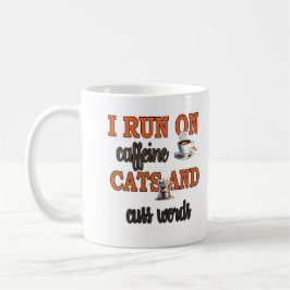 私は走Caffeine、Cats、Cussの言葉：おもしろい Cat コーヒーマグカップ