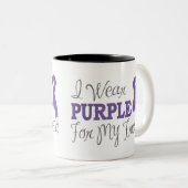 私は身に着けています私の友人(紫色のリボン)のための紫色を ツートーンマグカップ (正面右)
