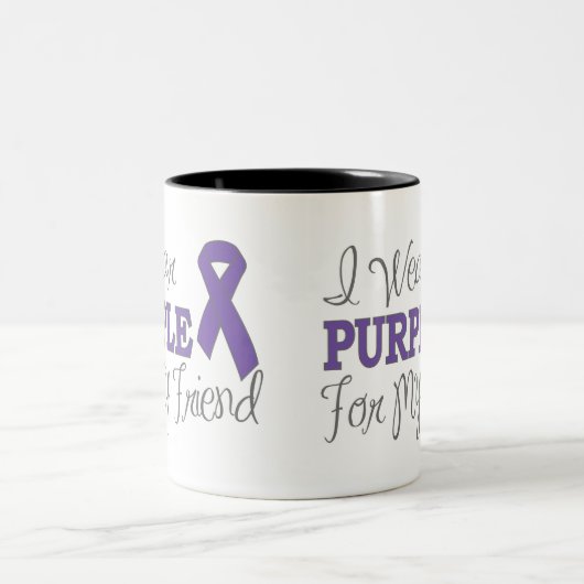 私は身に着けています私の友人(紫色のリボン)のための紫色を ツートーンマグカップ (中央)