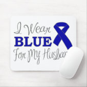 私は身に着けています私の夫(青い認識度のリボン)のための青を マウスパッド (マウス)