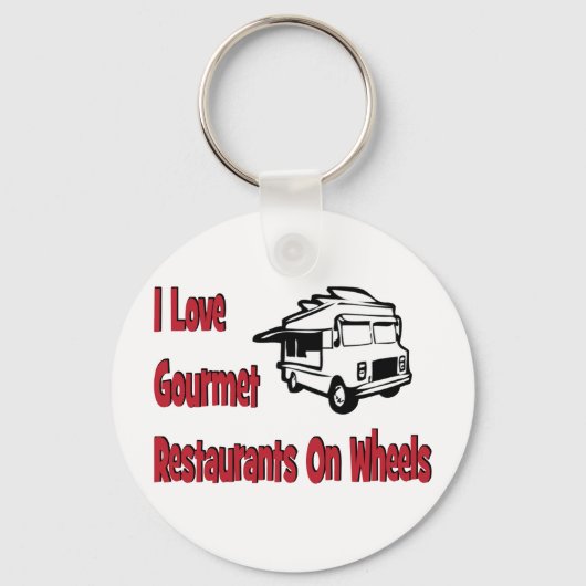 私は車でグルメのレストランが大好き キーホルダー (正面)