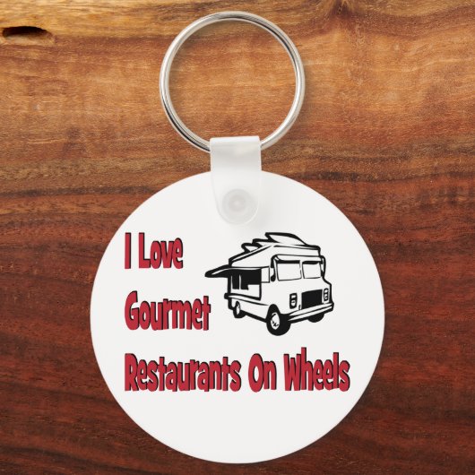 私は車でグルメのレストランが大好き キーホルダー (正面)