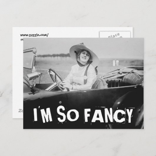 私は車の葉書ファンシーにヴィンテージの女性だ ポストカード (正面/裏面)