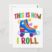 私は転が – ローラスケートで滑る ポストカード (正面/裏面)