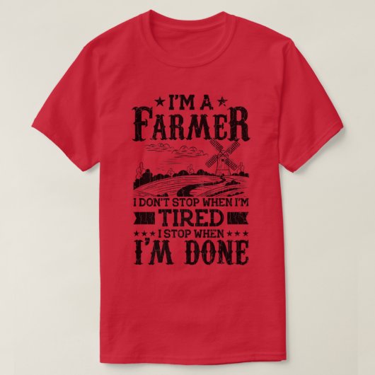 私は農家おもしろい農業ファームトラクター動物Gr Tシャツ (デザイン正面)