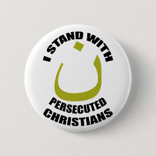 私は迫害されたクリスチャンのアラビア語の尼僧と立ちます 缶バッジ