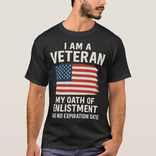 私は退役軍人です 私の誓いは永遠に有効です Tシャツ (正面)