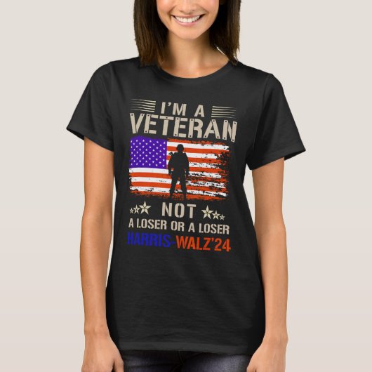 私は退役軍人ではないアンチトランプ Tシャツ (正面)