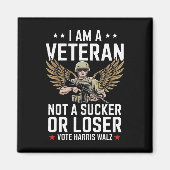 私は退役軍人ではない吸盤や敗者の投票ハリスWa マグネット (正面)