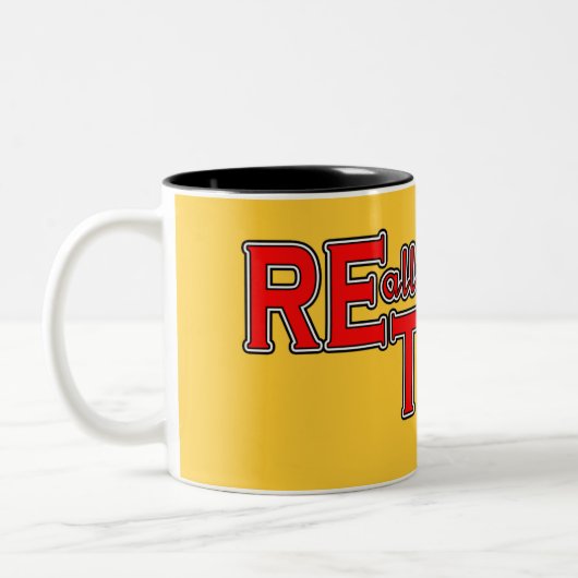 私は退職したでおもしろいな退職のティーに疲れたの置きました ツートーンマグカップ (左)