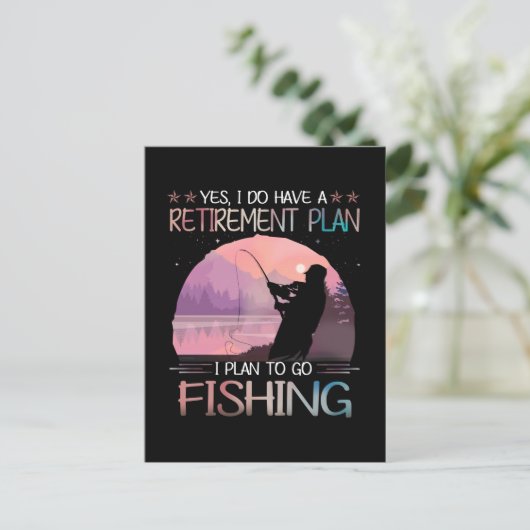 私は退職の計画を持っている魚釣り ポストカード (スタンド正面)