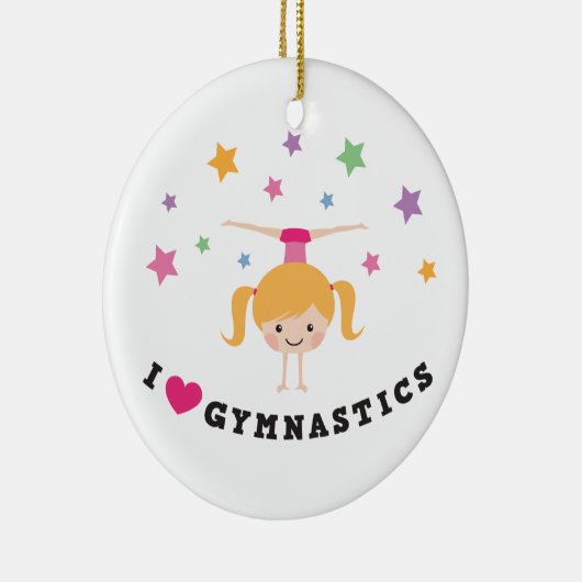 私は逆立ちをしている体操の漫画の女の子を愛します セラミックオーナメント (右)