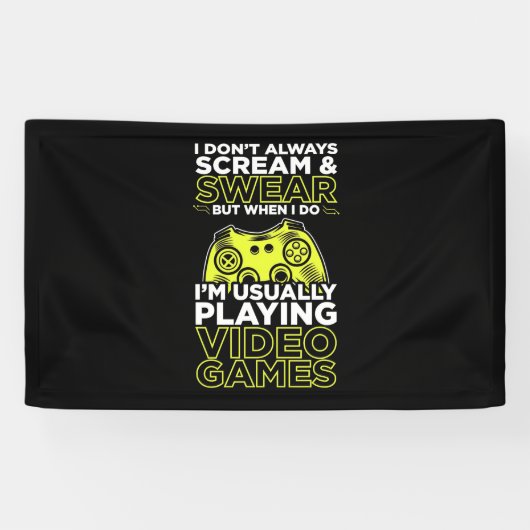 私は通常の遊ビデオゲームだ 横断幕 (横)