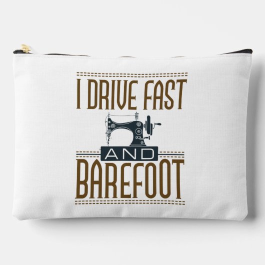 私は速く裸足のヴィンテージ裁縫機 アクセサリーポーチ (正面)