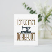 私は速く裸足のヴィンテージ裁縫機 ポストカード (スタンド正面)