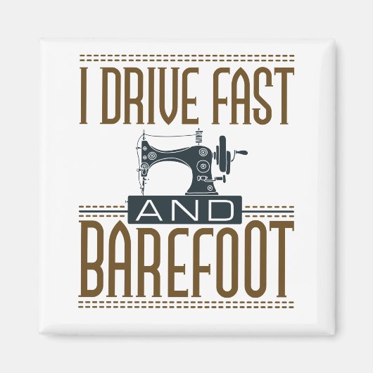 私は速く裸足のヴィンテージ裁縫機 マグネット (正面)