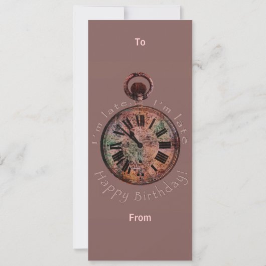 私は遅れます、私です遅く遅れて誕生日の招待状 招待状 (裏面)