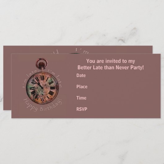 私は遅れます、私です遅く遅れて誕生日の招待状 招待状 (正面/裏面)