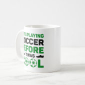 私は遊サッカーだったカッコいい コーヒーマグカップ (正面左)