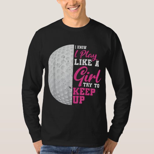私は遊女の子がゴルフプレー保ヤーを上げたい Tシャツ (正面)