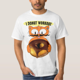 私は運動しない ドーナツを抱えたかわいいネコのキャラクター グラフィックTシャツ Tシャツ