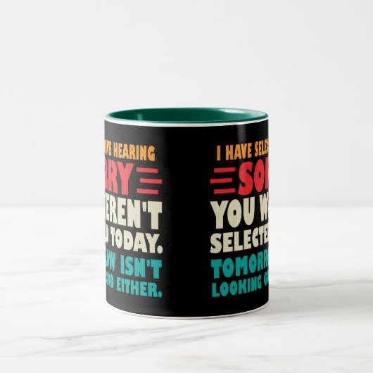 私は選択的に聞いて申し訳なく思う厳選された ツートーンマグカップ (中央)
