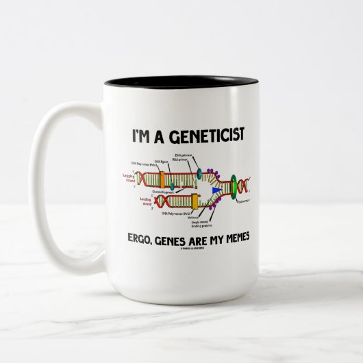私は遺伝学者であるエルゴ遺伝子は私のミーム(DNA) ツートーンマグカップ (左)