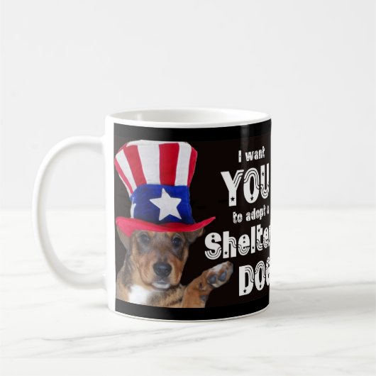 私は避難所犬を採用してほしいです コーヒーマグカップ (左)