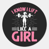 私は重量挙げの女の子のように持ち上げるのを知っている ラウンドシール (正面)