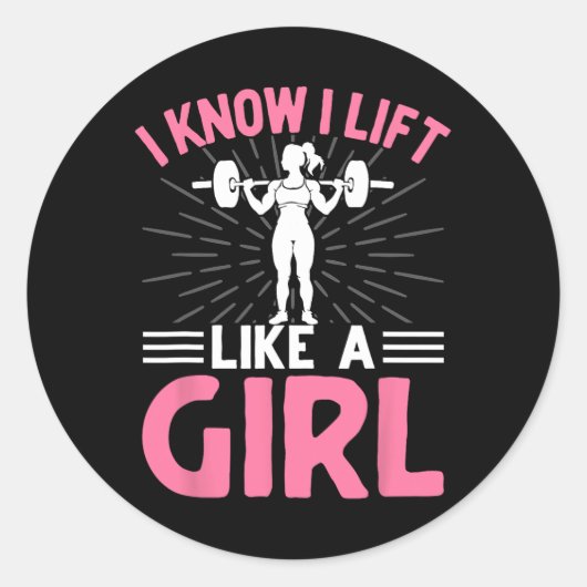 私は重量挙げの女の子のように持ち上げるのを知っている ラウンドシール (正面)