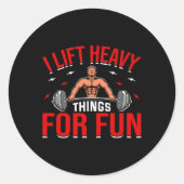 私は重量物を持ち上げておもしろいボディビル ラウンドシール (正面)