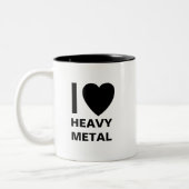 私は重金属のマグを愛します ツートーンマグカップ (左)