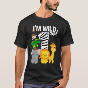 私は野生で1つの動物園テーマ誕生日サファリジャングルAn Tシャツ