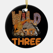 私は野生と3つの野生動物サファリジャングルZ セラミックオーナメント (正面)