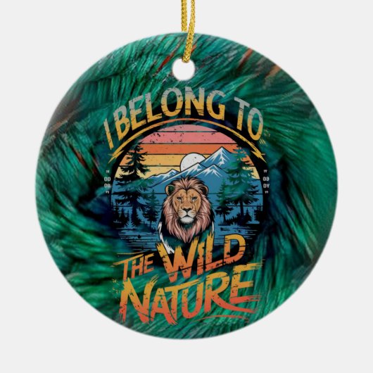 私は野生の魅惑的なライオンに属している セラミックオーナメント (正面)