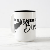 私は野鳥観察のマグカップになる ツートーンマグカップ (正面左)