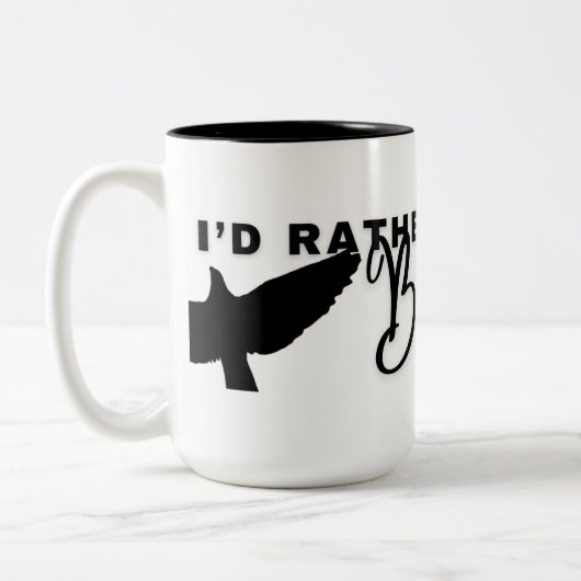 私は野鳥観察のマグカップになる ツートーンマグカップ (左)