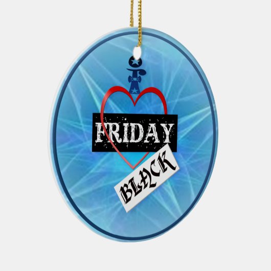私は金曜日の黒いオーナメントを愛します セラミックオーナメント (右)