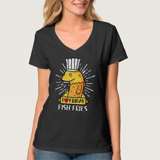 私は金曜魚フライドペシャタリアン食べ物が大好き1 Tシャツ (正面)