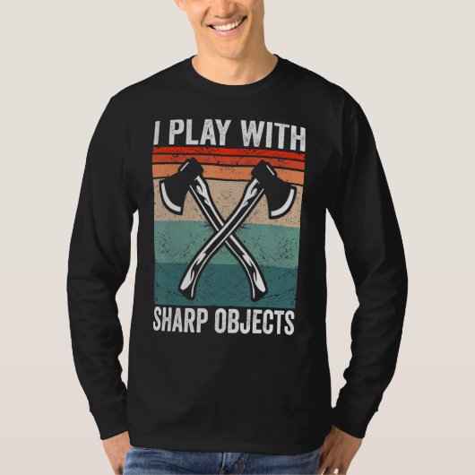 私は鋭い遊オブジェを投げ斧の投げ Tシャツ (正面)