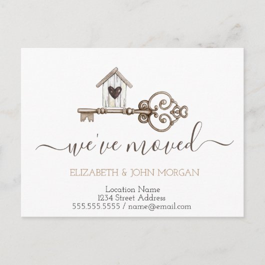 私は鍵ウッドハウスニューアドレスを移動した 案内ポストカード (正面)