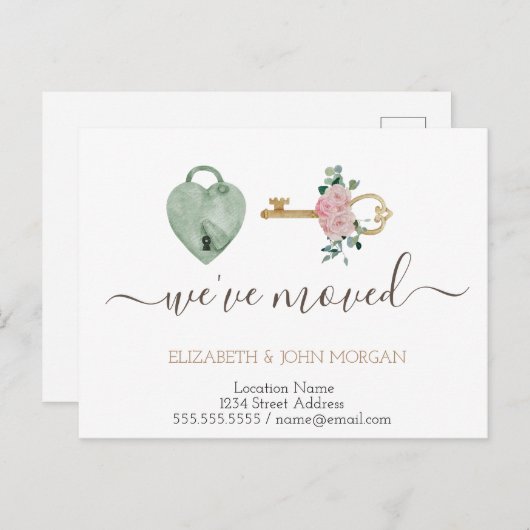 私は鍵フラワーズパロック新しいアドレスを移動 案内ポストカード (正面/裏面)
